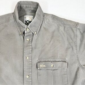 10X Men's Vintage Grey Fall Hunting Fishing Casual Button Down Gorpcore‎ Size XL